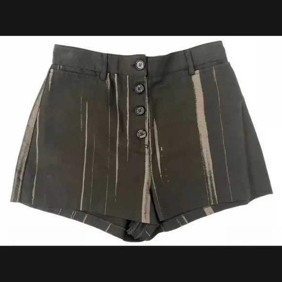 Proenza Schouler Army Green/Tan Streaks Shorts 4 - Picture 2 of 7